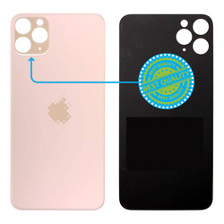 Szkło tył panel klapka obudowy baterii na korpus Apple iPhone 11 Pro z logo Gold - większe oczko - A2160 / A2215 / A2217